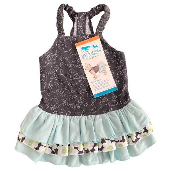 Max & Maggie Other - NEW Max & Maggie Ruffle Dog Dress Blue Black Size S